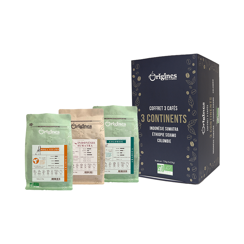 Coffret café Bio 3 continents - 750g (3x250g